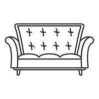 icône de canapé en cuir, style de contour vecteur