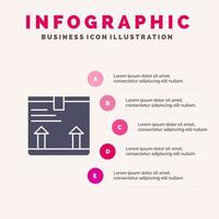 livraison boîte flèche vers le haut modèle de présentation infographique présentation en 5 étapes vecteur