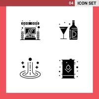 interface utilisateur pack de 4 glyphes solides de base d'éléments de conception vectorielle modifiables de théâtre d'effet de haut-parleur spa américain vecteur