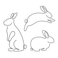 ensemble d'art en ligne de lapin animal dessiné à la main pour la création de logo vecteur