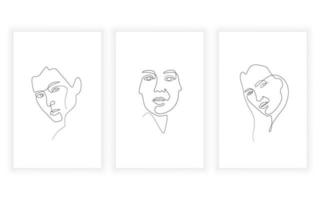 beauté dessinée à la main femme femme visage style de mode. concept minimal abstrait d'art en ligne unique vecteur