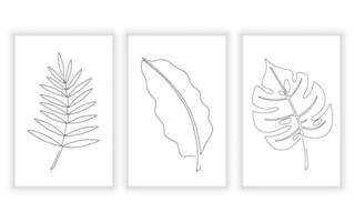 ensemble de dessins au trait de feuilles sur fond blanc. notion minimale. vecteur