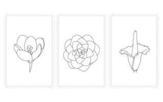 ensemble de fleurs et d'art floral dessinés à la main pour la conception de logo fleur de crocus dahlia arum vecteur