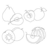 dessin au trait élément de symbole de fruit pour le logo et la conception imprimable poire pomme abricot pastèque vecteur