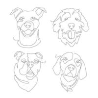 ensemble de dessin au trait animal chien et concept de ligne continue. pour la conception de logos. vecteur