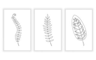 collection d'éléments de concept de feuilles tropicales d'art en ligne continue. notion minimale. vecteur