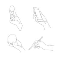 ensemble de dessins au trait d'activité de geste féminin et de la main, ligne continue. pour la conception de logos. vecteur