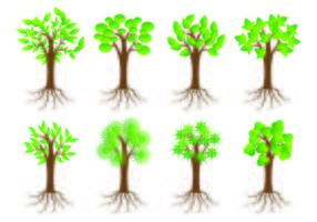 Icône de arbre avec des racines vecteur