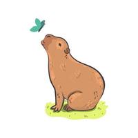 capybara mignon isolé sur fond blanc. graphiques vectoriels. vecteur