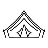 icône de tente de randonnée, style de contour vecteur
