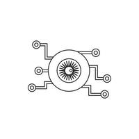 icône de symbole de cyber-œil, style de contour vecteur