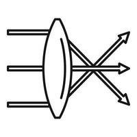 icône de physique des lentilles, style de contour vecteur