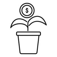 icône de pot de plante d'argent, style de contour vecteur