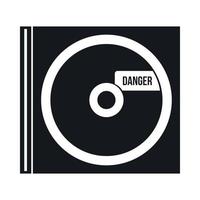 cd avec icône de lettrage de danger, style simple vecteur