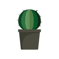 icône de pot de cactus sphérique, style plat vecteur