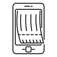 icône de billet de smartphone, style de contour vecteur