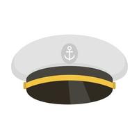 icône de casquette de capitaine de navire, style plat vecteur