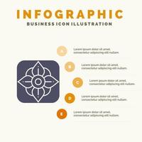 fleur pâques nature solide icône infographie 5 étapes présentation fond vecteur