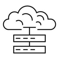 icône de serveur de données cloud, style de contour vecteur