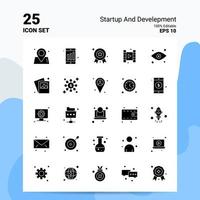 25 jeu d'icônes de démarrage et de développement 100 fichiers eps modifiables 10 idées de concept de logo d'entreprise conception d'icône de glyphe solide vecteur