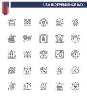 25 icônes créatives des états-unis signes d'indépendance modernes et symboles du 4 juillet de l'indépendance du feu américain bougie barbecue éléments de conception vectoriels modifiables de la journée des états-unis vecteur