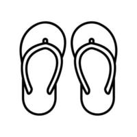 icône de pantoufles ou de sandales pour les chaussures dans le style de contour noir vecteur