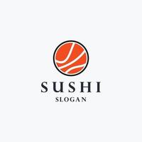 sushi et petits pains avec bar à baguettes ou modèle de logo vectoriel de restaurant.