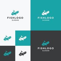 modèle de conception plate d'icône de logo de poisson vecteur
