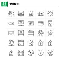25 icônes de la finance mis en arrière-plan vectoriel