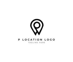 logo de lettre abstraite avec icône de localisation p vecteur