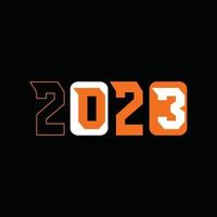 Conception de t-shirts vectoriels de fêtes 2023. conception de t-shirt de bonne année. peut être utilisé pour imprimer des tasses, des autocollants, des cartes de vœux, des affiches, des sacs et des t-shirts. vecteur
