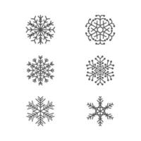 définir des icônes d'illustration vectorielle de flocons de neige noirs isolés vecteur