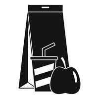 icône de panier-repas, style simple vecteur