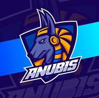 le logo esport de la mascotte anubis égyptienne conçoit un personnage pour le jeu vecteur