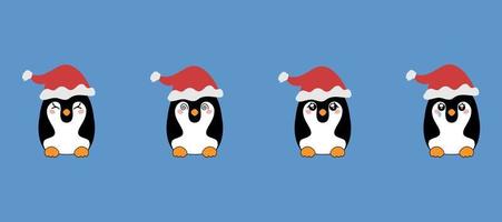 pingouins mignons dans le style de kawaii. un symbole de l'hiver froid. oiseau antarctique, illustration animale vecteur