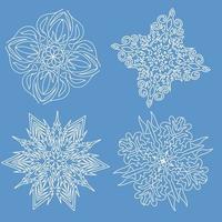 ensemble de flocons de neige de noël sur fond bleu. illustration vectorielle. vecteur