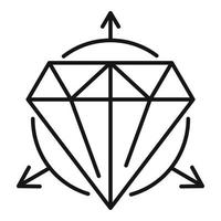 icône de pierre précieuse d'alchimie, style de contour vecteur