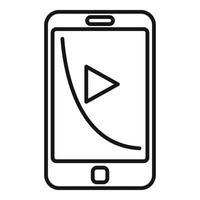 icône de smartphone vidéo, style de contour vecteur