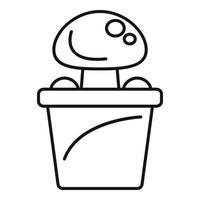icône de pot de champignon, style de contour vecteur