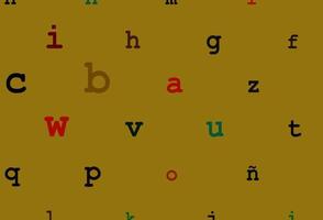 disposition vectorielle multicolore foncée, arc-en-ciel avec alphabet latin. vecteur