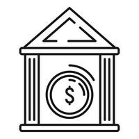 icône de banque de pièces d'argent, style de contour vecteur