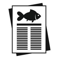 icône de description de papier de poisson, style simple vecteur