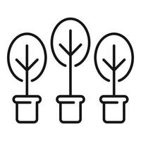 icône de pot d'arbres de conception de jardin, style de contour vecteur