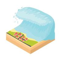 icône de vague de tsunami, style cartoon vecteur
