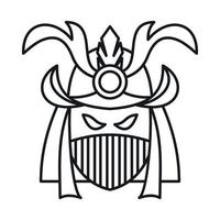 icône de masque de samouraï japonais, style de contour vecteur