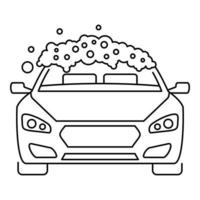 icône de voiture de lavage en mousse, style de contour vecteur