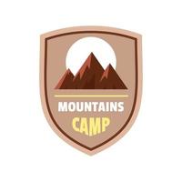 logo du camp de montagne, style plat vecteur