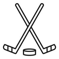 icône de bâton de hockey sur glace, style de contour vecteur