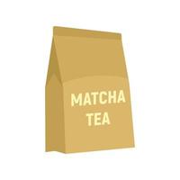 icône de paquet de thé matcha, style plat vecteur