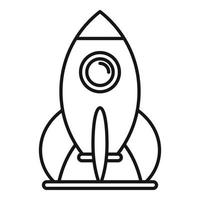 icône de fusée d'amusement pour enfants, style de contour vecteur